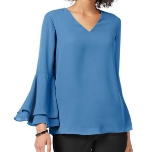Alfani Blue Bell Sleeved V-neck Blouse